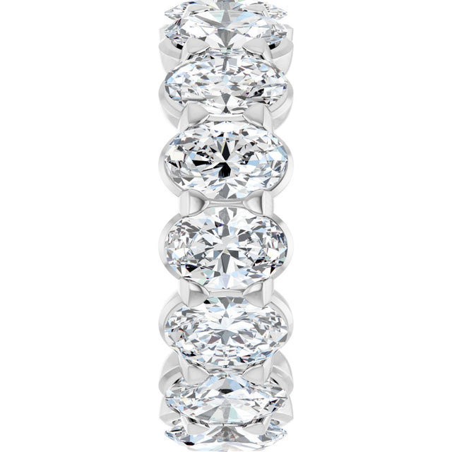 14K Gold Oval Lab-Grown Diamond Low Profile Eternity Band - 6x4mm Stones - White Gold - view 9