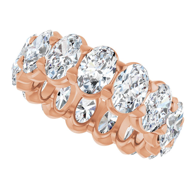 14K Gold Oval Natural Diamond Low Profile Eternity Band - 6x4mm Stones - Rose Gold - view 10