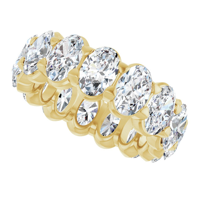 14K Gold Oval Lab-Grown Diamond Low Profile Eternity Band - 6x4mm Stones - Yellow Gold - view 10