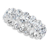 14K Gold Oval Natural Diamond Low Profile Eternity Band - 6x4mm Stones - White Gold - view 10