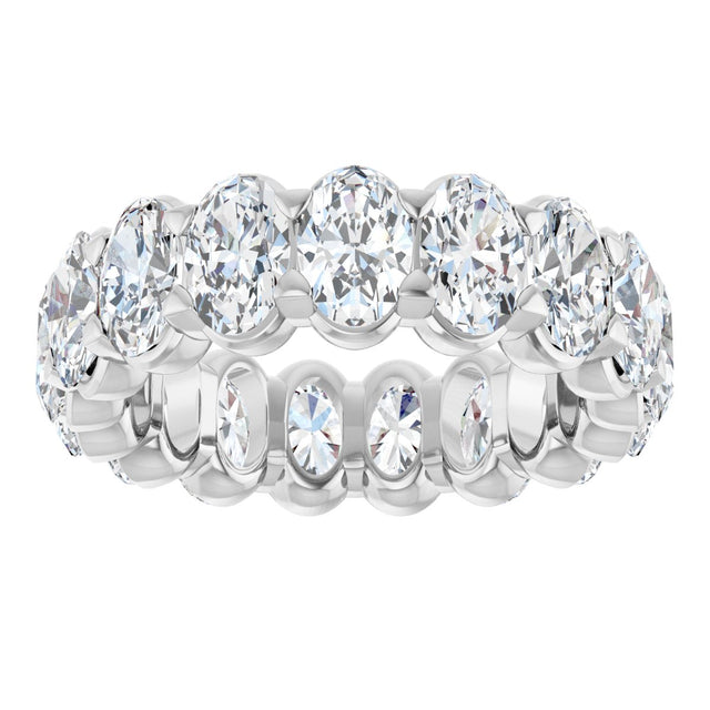 14K Gold Oval Natural Diamond Low Profile Eternity Band - 6x4mm Stones - White Gold - view 8