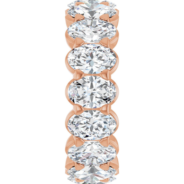 14K Gold Oval Natural Diamond Low Profile Eternity Band - 6x4mm Stones - Rose Gold - view 9