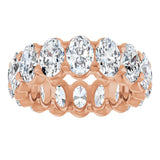 14K Gold Oval Natural Diamond Low Profile Eternity Band - 6x4mm Stones - Rose Gold - view 8