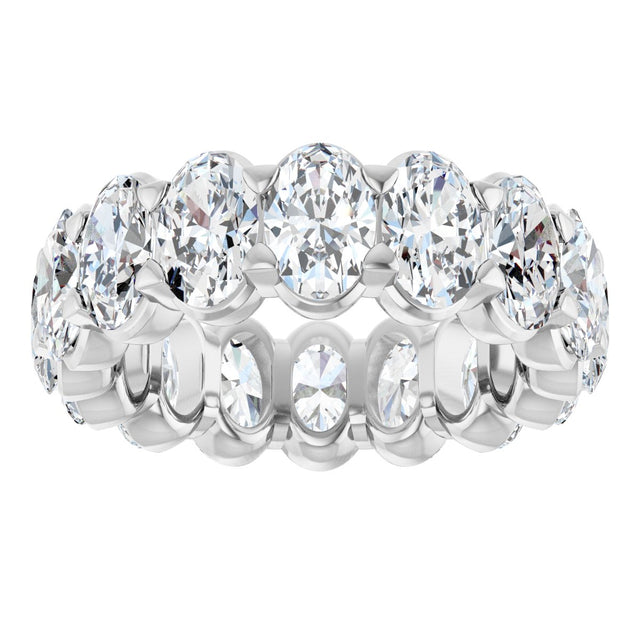 14K Gold Oval Lab-Grown Diamond Low Profile Eternity Band - 6x4mm Stones - White Gold - view 8