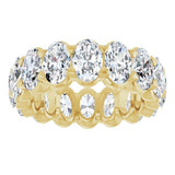 14K Gold Oval Natural Diamond Low Profile Eternity Band - 6x4mm Stones - Yellow Gold - view 8