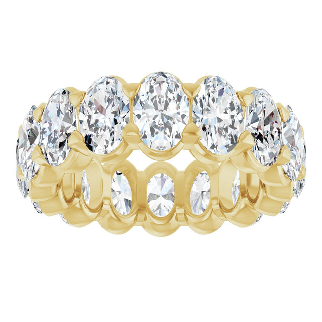 14K Gold Oval Natural Diamond Low Profile Eternity Band - 6x4mm Stones - Yellow Gold - view 8