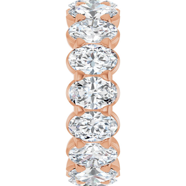 14K Gold Oval Natural Diamond Low Profile Eternity Band - 6x4mm Stones - Rose Gold - view 9