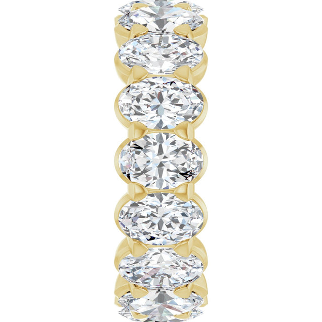 14K Gold Oval Natural Diamond Low Profile Eternity Band - 6x4mm Stones - Yellow Gold - view 9