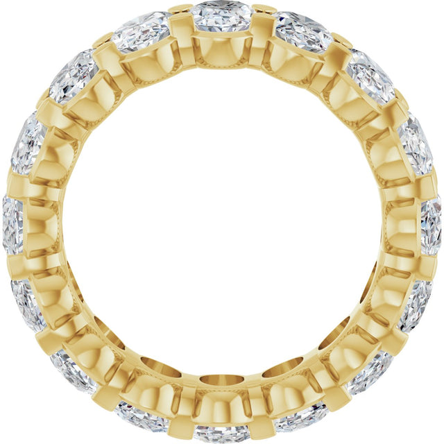 14K Gold Oval Lab-Grown Diamond Low Profile Eternity Band - 6x4mm Stones - Yellow Gold - view 7