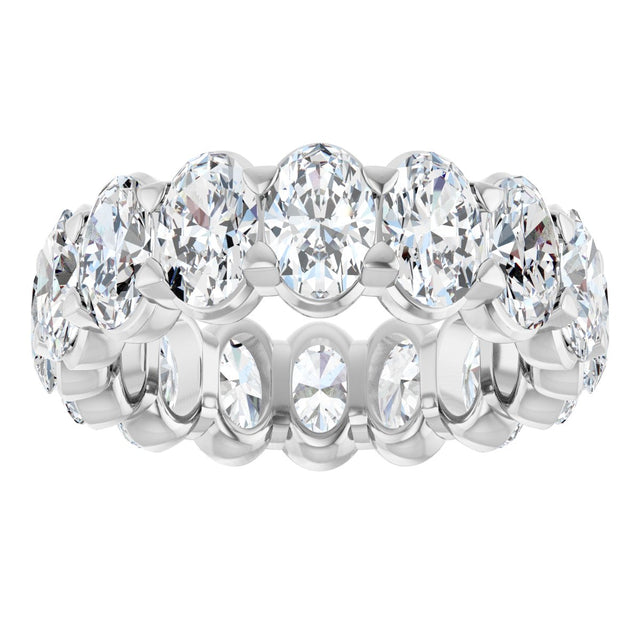 14K Gold Oval Lab-Grown Diamond Low Profile Eternity Band - 6x4mm Stones - White Gold - view 8