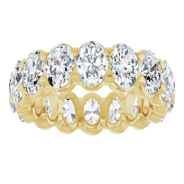 14K Gold Oval Lab-Grown Diamond Low Profile Eternity Band - 6x4mm Stones - Yellow Gold - view 8