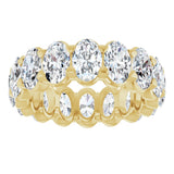 14K Gold Oval Natural Diamond Low Profile Eternity Band - 6x4mm Stones - Yellow Gold - view 8