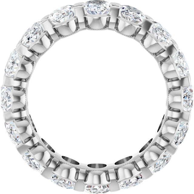 14K Gold Oval Natural Diamond Low Profile Eternity Band - 6x4mm Stones - White Gold - view 7