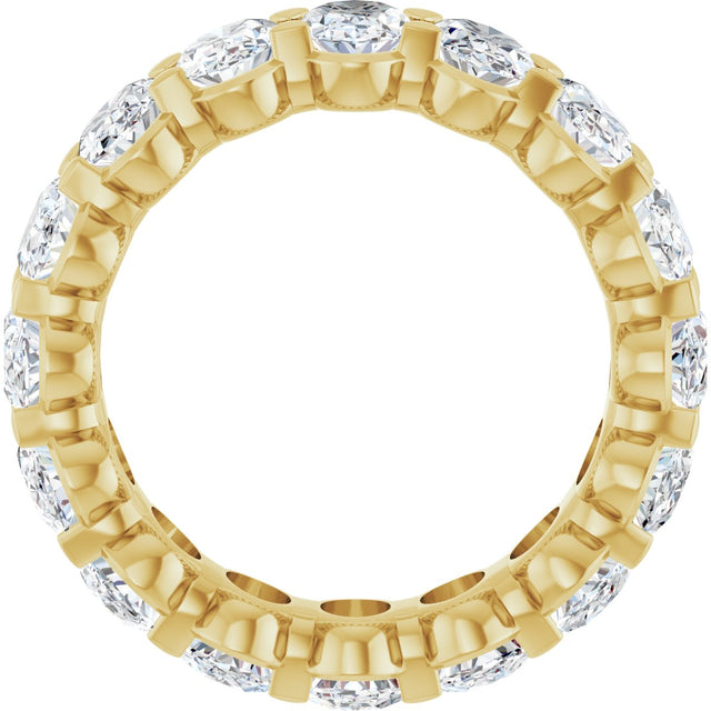 14K Gold Oval Lab-Grown Diamond Low Profile Eternity Band - 6x4mm Stones - Yellow Gold - view 7