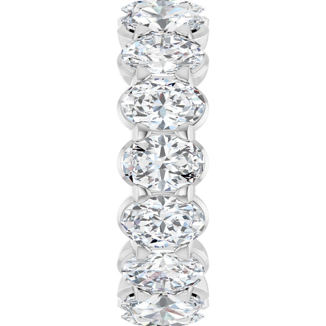 14K Gold Oval Natural Diamond Low Profile Eternity Band - 6x4mm Stones - White Gold - view 9