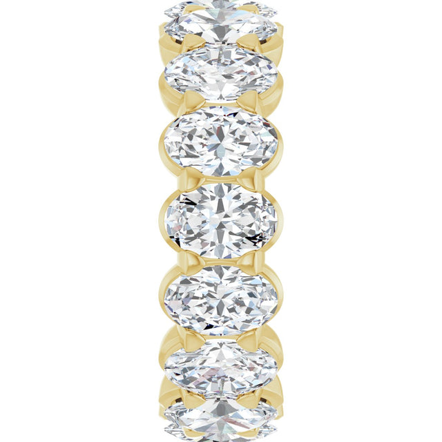 14K Gold Oval Lab-Grown Diamond Low Profile Eternity Band - 6x4mm Stones - Yellow Gold - view 9