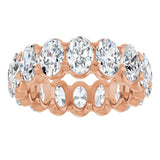 14K Gold Oval Natural Diamond Low Profile Eternity Band - 6x4mm Stones - Rose Gold - view 8
