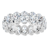 14K Gold Oval Natural Diamond Low Profile Eternity Band - 6x4mm Stones - White Gold - view 8
