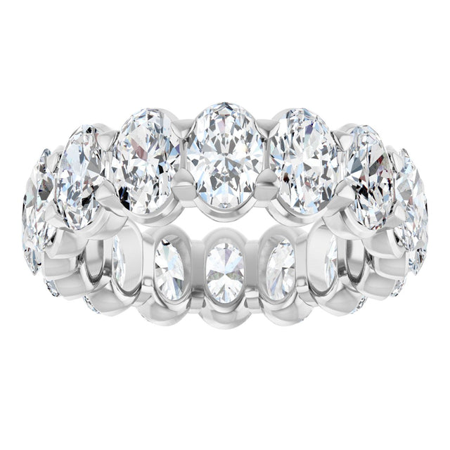 14K Gold Oval Lab-Grown Diamond Low Profile Eternity Band - 6x4mm Stones - White Gold - view 8