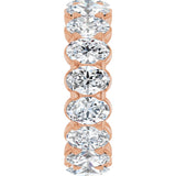 14K Gold Oval Natural Diamond Low Profile Eternity Band - 6x4mm Stones - Rose Gold - view 9