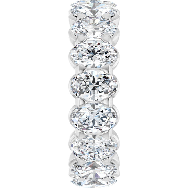 14K Gold Oval Lab-Grown Diamond Low Profile Eternity Band - 6x4mm Stones - White Gold - view 9