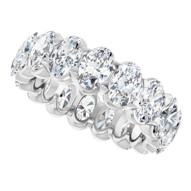 14K Gold Oval Natural Diamond Low Profile Eternity Band - 6x4mm Stones - White Gold - view 10