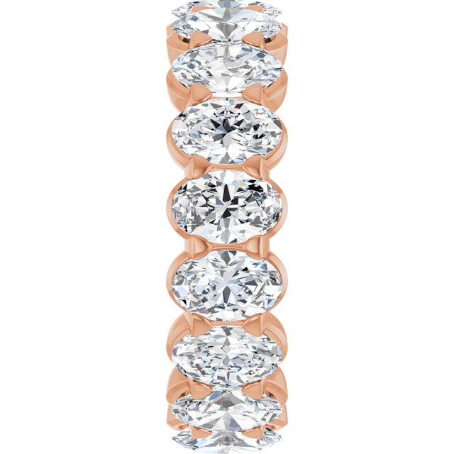 14K Gold Oval Lab-Grown Diamond Low Profile Eternity Band - 6x4mm Stones - Rose Gold - view 9