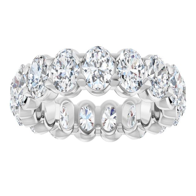 14K Gold Oval Lab-Grown Diamond Low Profile Eternity Band - 6x4mm Stones - White Gold - view 8