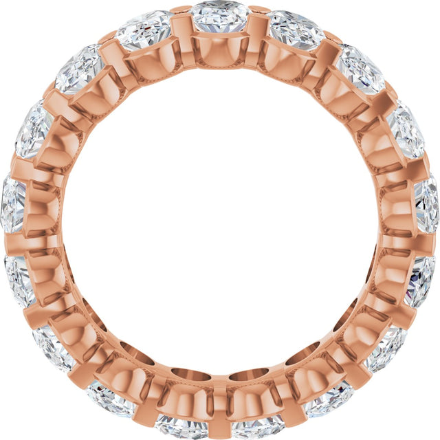 14K Gold Oval Lab-Grown Diamond Low Profile Eternity Band - 6x4mm Stones - Rose Gold - view 7