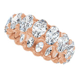 14K Gold Oval Natural Diamond Low Profile Eternity Band - 5x3.5mm Stones - Rose Gold - view 12