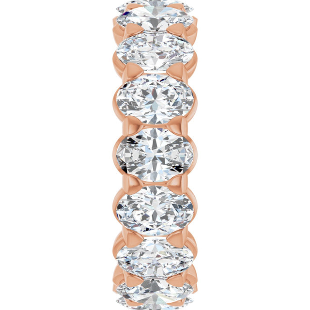 14K Gold Oval Lab-Grown Diamond Low Profile Eternity Band - 5x3.5mm Stones - Rose Gold - view 9
