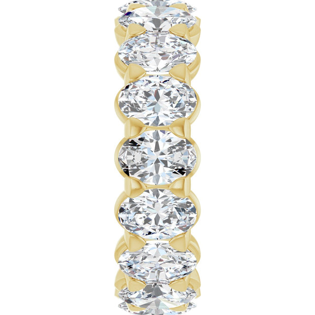 14K Gold Oval Natural Diamond Low Profile Eternity Band - 5x3.5mm Stones - Yellow Gold - view 9
