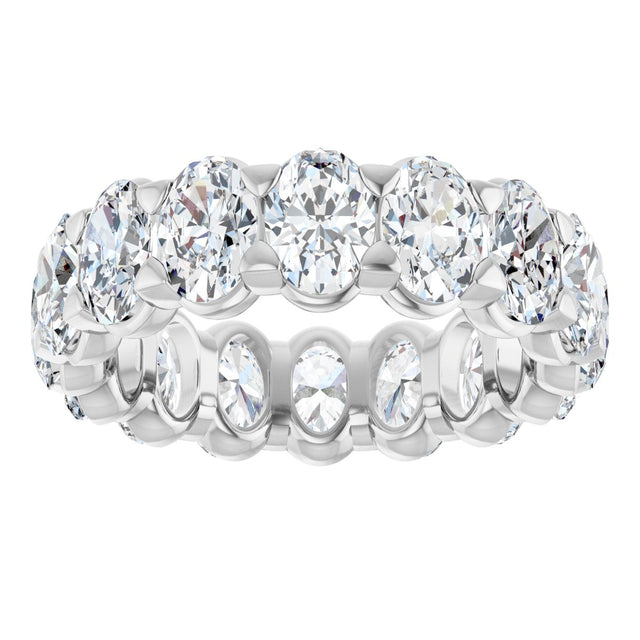 14K Gold Oval Lab-Grown Diamond Low Profile Eternity Band - 5x3.5mm Stones - White Gold - view 8