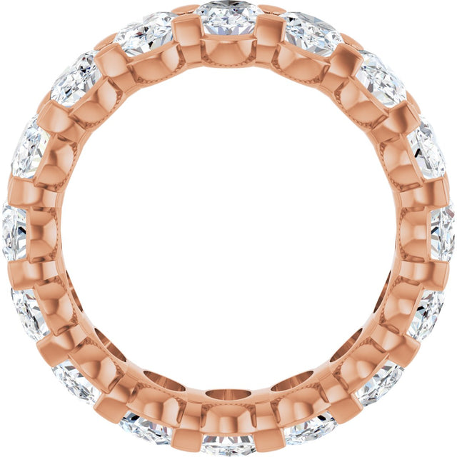 14K Gold Oval Natural Diamond Low Profile Eternity Band - 5x3.5mm Stones - Rose Gold - view 8