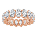 14K Gold Oval Natural Diamond Low Profile Eternity Band - 6x4mm Stones - Rose Gold - view 8