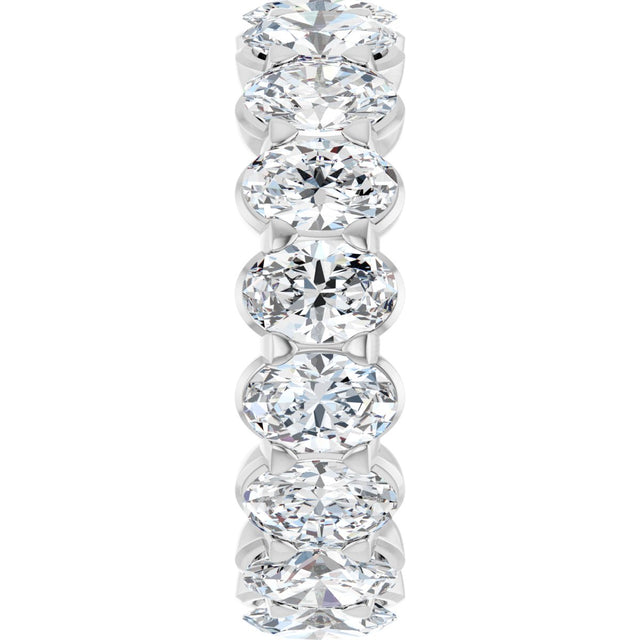 14K Gold Oval Lab-Grown Diamond Low Profile Eternity Band - 6x4mm Stones - White Gold - view 9