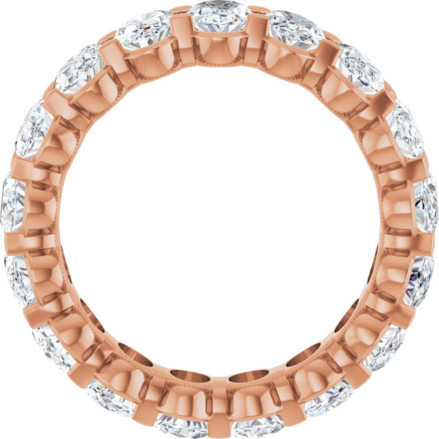 14K Gold Oval Natural Diamond Low Profile Eternity Band - 6x4mm Stones - Rose Gold - view 7