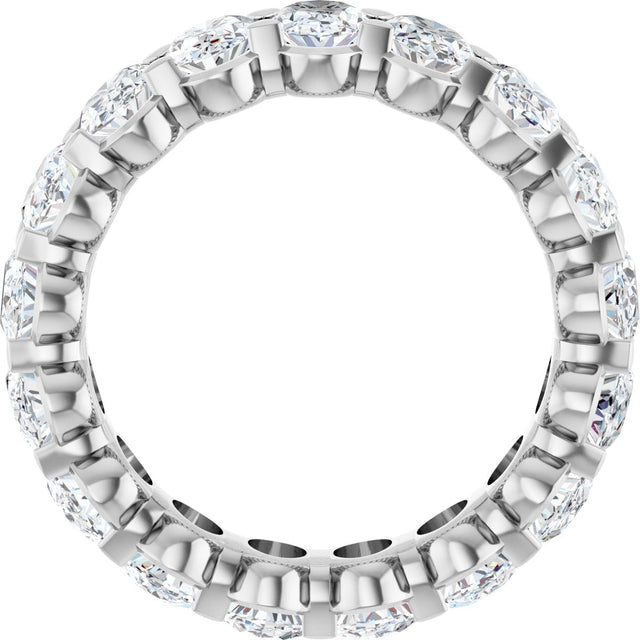 14K Gold Oval Lab-Grown Diamond Low Profile Eternity Band - 6x4mm Stones - White Gold - view 7
