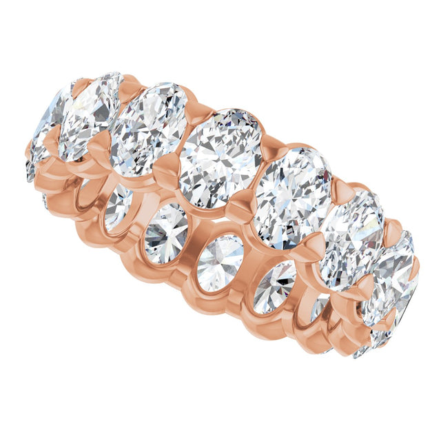 14K Gold Oval Lab-Grown Diamond Low Profile Eternity Band - 5x3.5mm Stones - Rose Gold - view 10