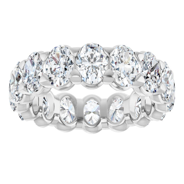 14K Gold Oval Lab-Grown Diamond Low Profile Eternity Band - 5x3.5mm Stones - White Gold - view 8