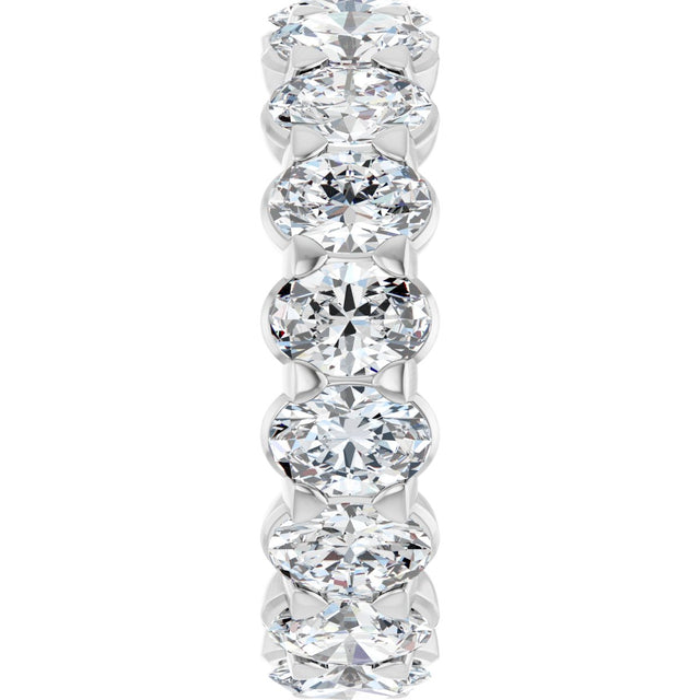 14K Gold Oval Natural Diamond Low Profile Eternity Band - 5x3.5mm Stones - White Gold - view 9