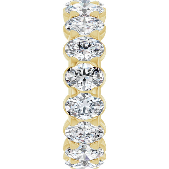 14K Gold Oval Natural Diamond Low Profile Eternity Band - 5x3.5mm Stones - Yellow Gold - view 9