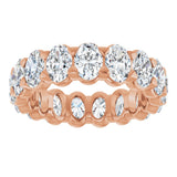 14K Gold Oval Natural Diamond Low Profile Eternity Band - 5x3.5mm Stones - Rose Gold - view 8