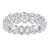 14K Gold Oval Natural Diamond Low Profile Eternity Band - 5x3.5mm Stones - White Gold - view 8