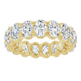 14K Gold Oval Natural Diamond Low Profile Eternity Band - 5x3.5mm Stones - Yellow Gold - view 8