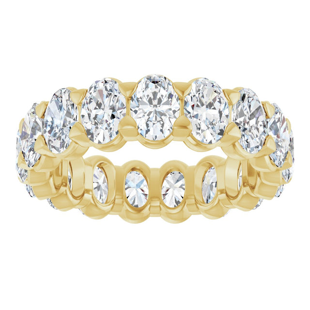 14K Gold Oval Natural Diamond Low Profile Eternity Band - 5x3.5mm Stones - Yellow Gold - view 8