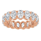 14K Gold Oval Natural Diamond Low Profile Eternity Band - 5x3.5mm Stones - Rose Gold - view 8
