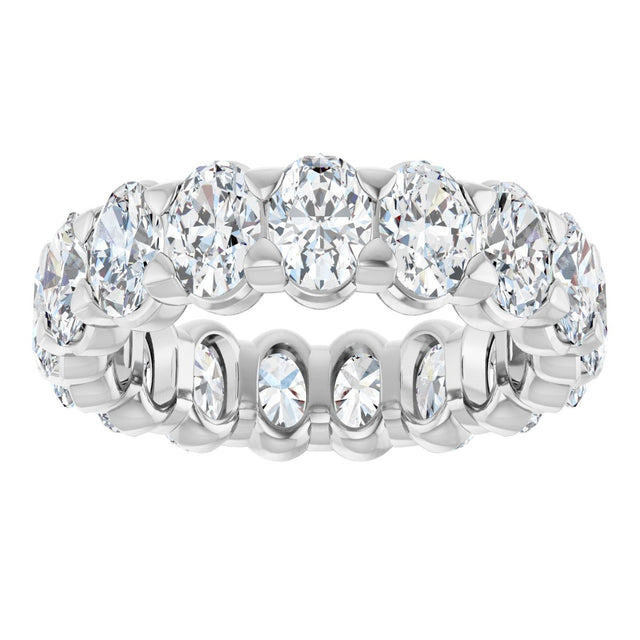 14K Gold Oval Lab-Grown Diamond Low Profile Eternity Band - 5x3.5mm Stones - White Gold - view 8