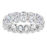 14K Gold Oval Natural Diamond Low Profile Eternity Band - 5x3.5mm Stones - White Gold - view 8