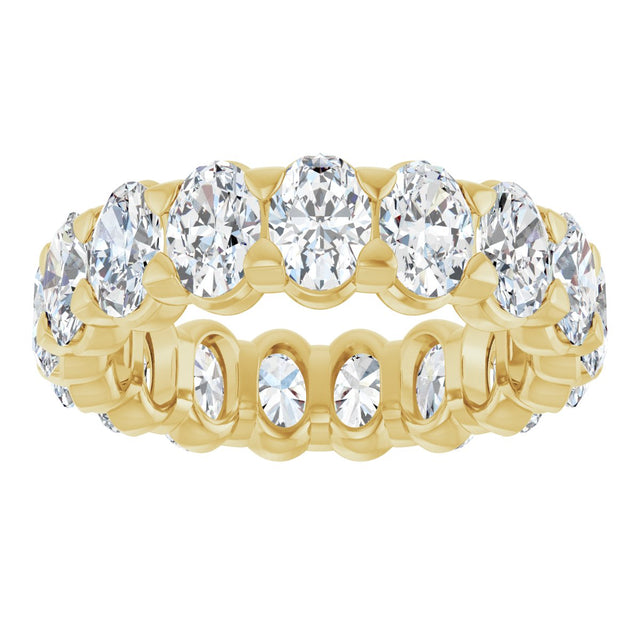 14K Gold Oval Natural Diamond Low Profile Eternity Band - 5x3.5mm Stones - Yellow Gold - view 8